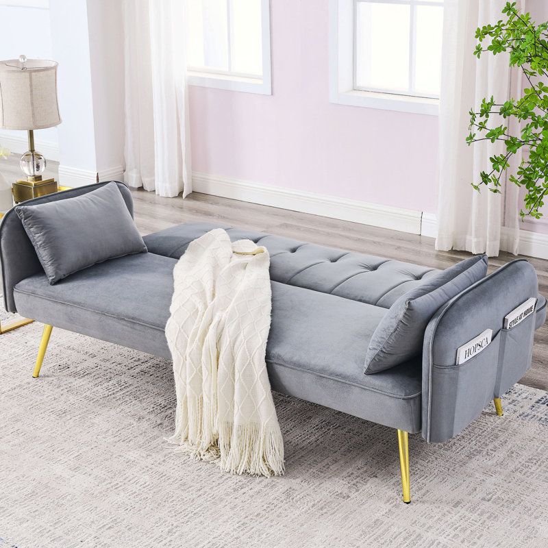 Canapé confortable, canapé-lit confortable, canapé-lit moderne de 72,5 po Comfy, Velours gris