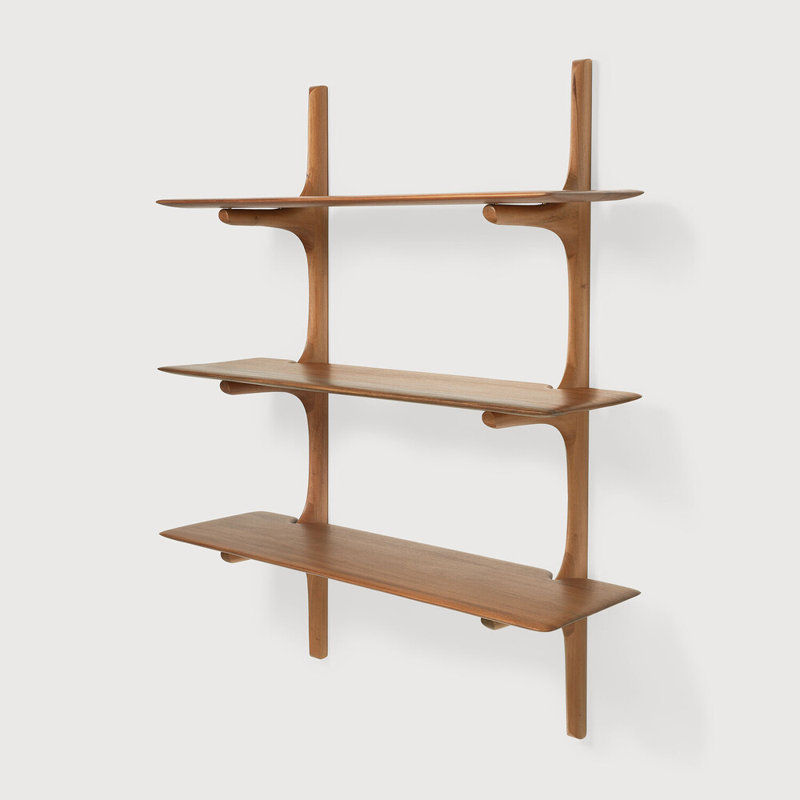 PI 3 Piece Tiered Shelf, Varnished Brown