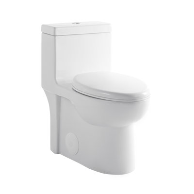 1.1/1.6 GPF Tornado Flush One-Piece Toilets for bathrooms,Button on the Tank top,Water-Saving Elongated Comfort Height Floor Mounted, Soft Closing Seat,Powerful Dual Flush MAP 1000g,Gloss White GW-003