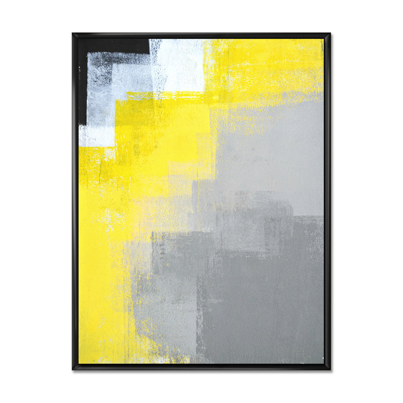 Abstrait, univers - peinture, H 20 po x l 12 po, Cadre flottant noir