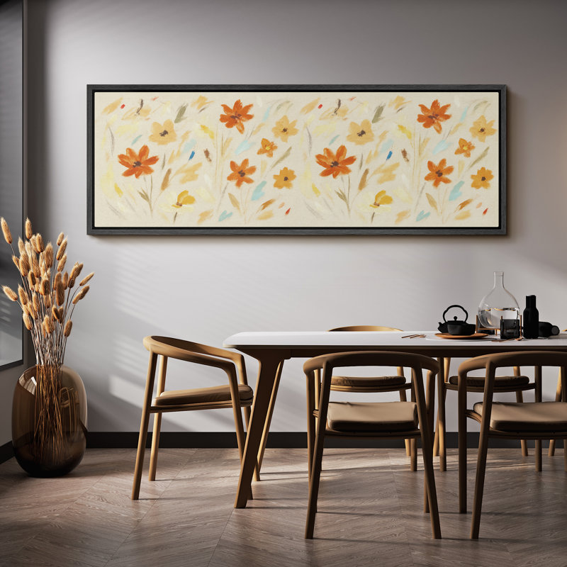 Grande impression sur toile encadrée, reproduction florale abstraite pour un décor minimaliste moderne, H 20 po x l 60 po