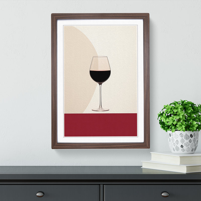 Wine Minimalism - Framed Print, Walnut, 46cm H x 34cm W x 2cm D