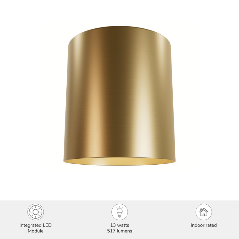 Luxe Gold Small Drum LED Flush Mount Ceiling Light