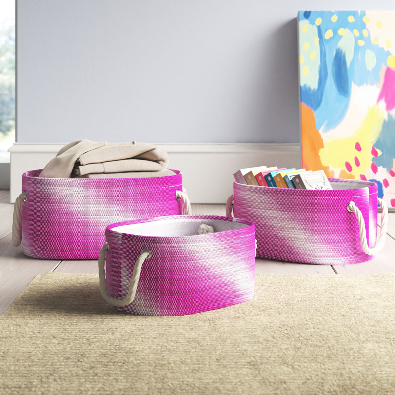 Ensemble de paniers en tissu 3 pièces, Rose