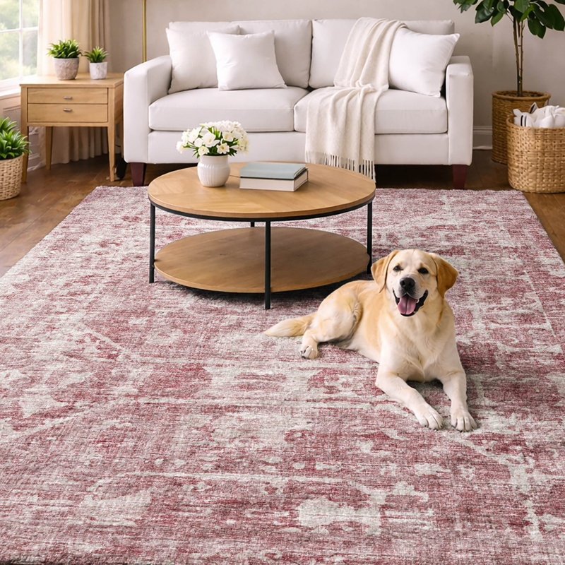 Premium Machine Washable Dream Shag Tribal Medallion Rug, Pink, 10' x 14'