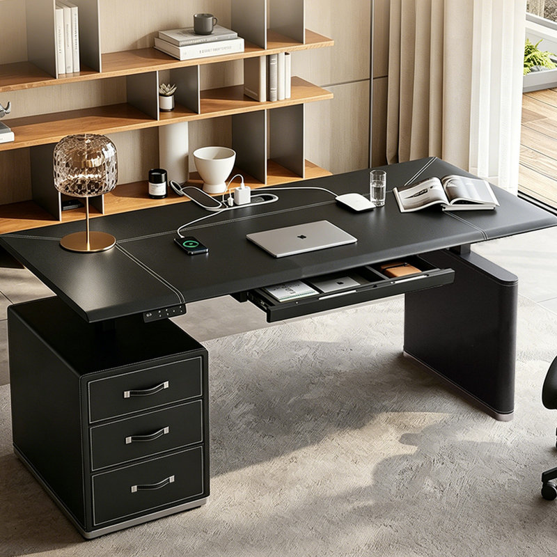 Bureau 78,74 po Modern Light Luxury, H 47,24 po x l 78,74 po x P 31,5 po, Noir