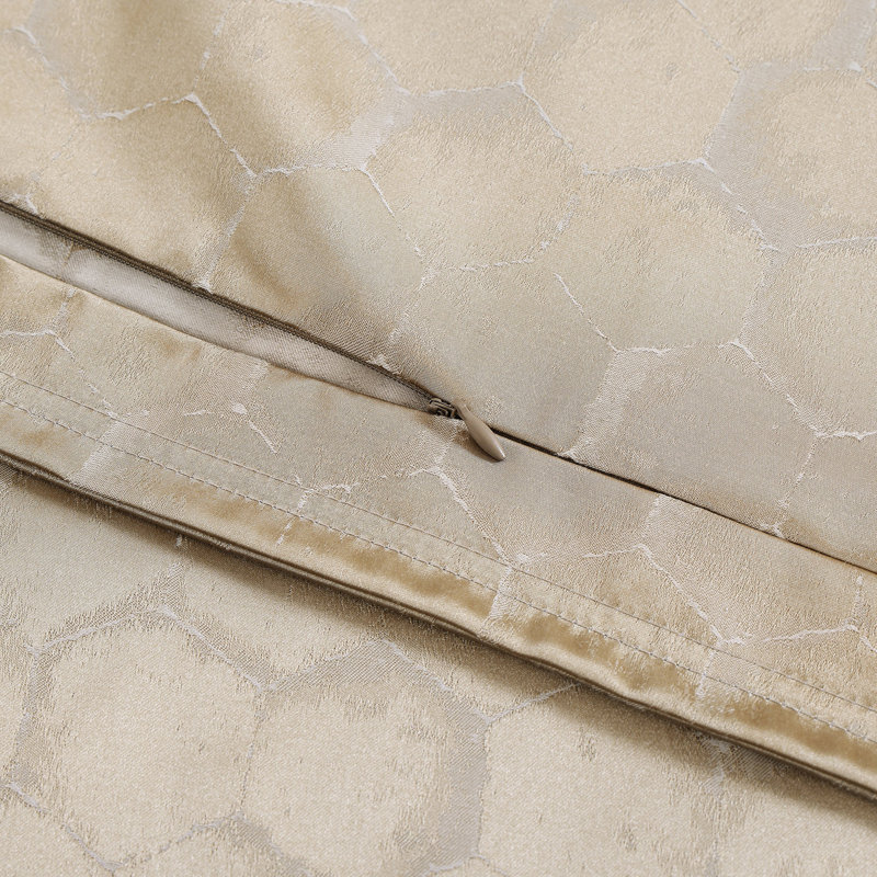 Queen Light Gold Cotton Jacquard Bedspread Cover Set