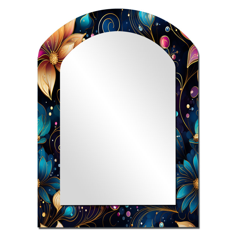 Motif marocain de rêve marocain - miroir mural à motif cachemire, miroir décoratif asymétrique glam, 34 po x 25 po