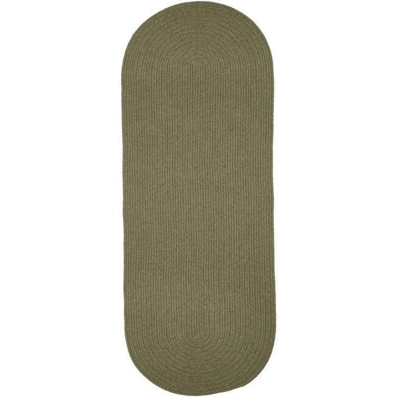 Tapis vert mousse en laine tressé à la main Smyth, Tapis de couloir 2 pi x 8 pi