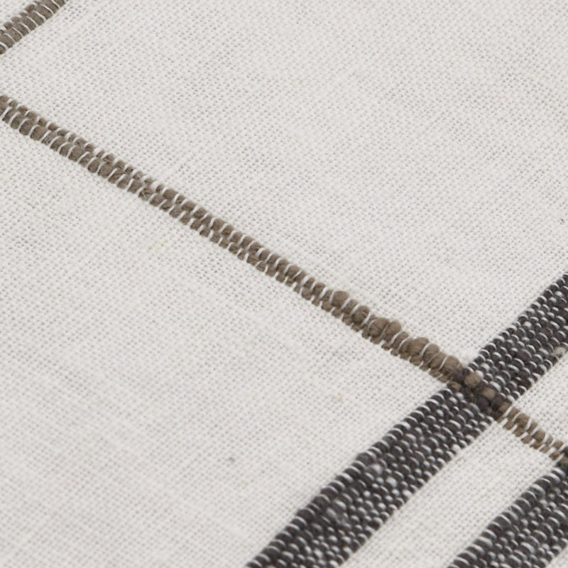20" White and Black Linen Blend Pillow with Tassels