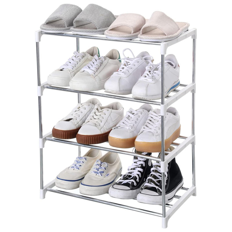 Petit range-chaussures empilable, vestibule, couloir et placard pour économiser de l'espace et du rangement (4 niveaux)