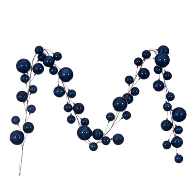 Vickerman 10' Midnight Blue Pearl Branch Ball Wire Garland