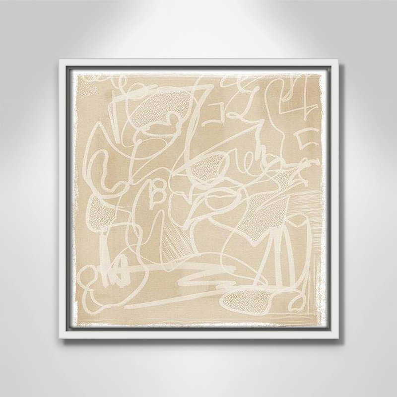 «Scribble Elegance» par Leah Straatsma, Cadre flottant blanc, H 13,5 po x l 13,5 po x P 2 po