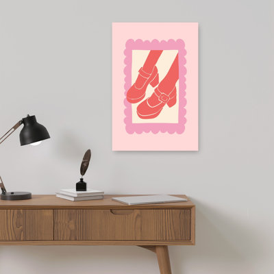 «Pink Mary Jane Heels», impression d'art mural rétro et fantaisiste