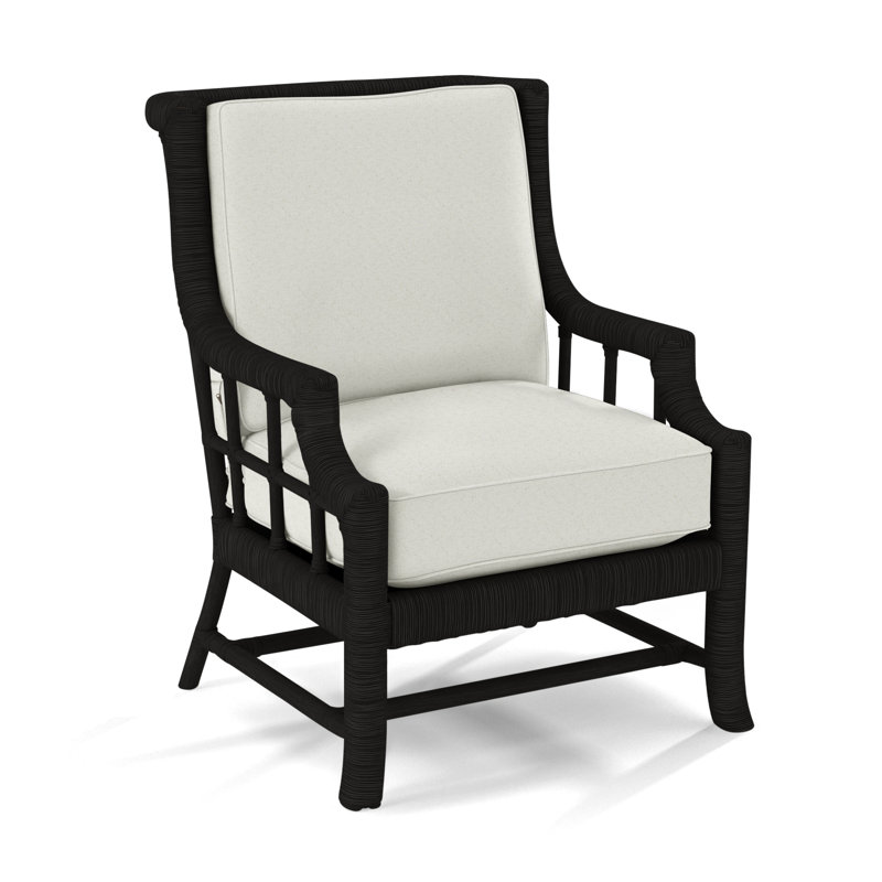 Fauteuil Lafayette, Tissu écossais taupe 0126-73, Noir antique