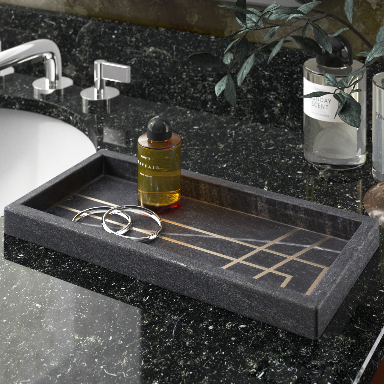 Pavlova Marble Bathroom Tray