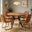 Clanton 43.2"-59.1" Extendable Round Dining Table Set, Mid Century Wooden Round Kitchen Table, Walnut Coffee Table For 4-6 Person,Pu Leather Chair-552416125-552416124-552416121
