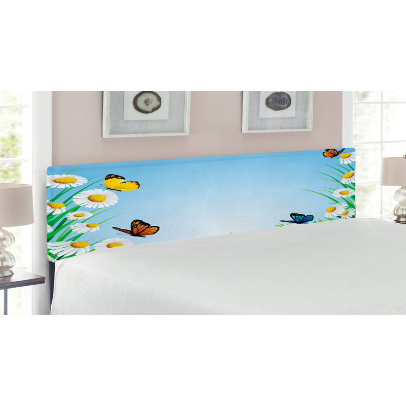 Tête de lit en tissu d’ameublement roi, Bleu / Jaune / Vert