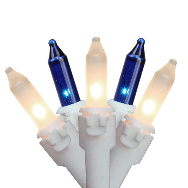Mini guirlande de Noël 100 fils - fil blanc, H 1 po x l 0,2 po x P 408 po, Bleu / Transparent