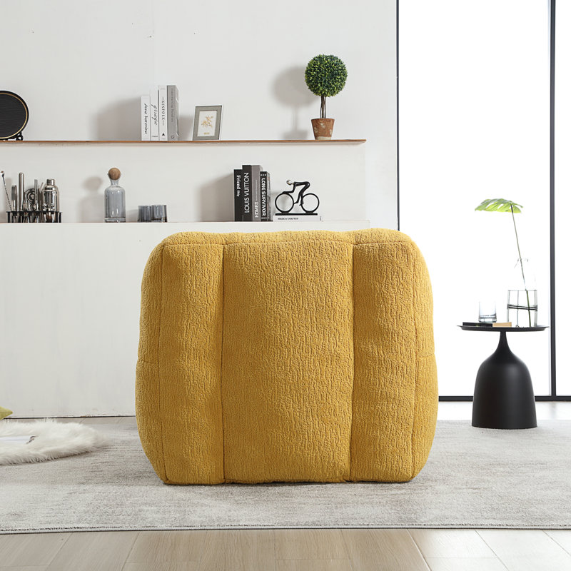 Fauteuil à billes Fluffy, Velours jaune