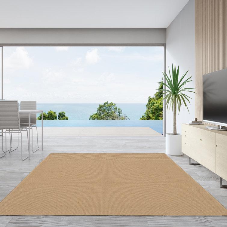 Rhodes Light Beige Machine Woven Wool Berber with Hand Serged Edging Area Rug