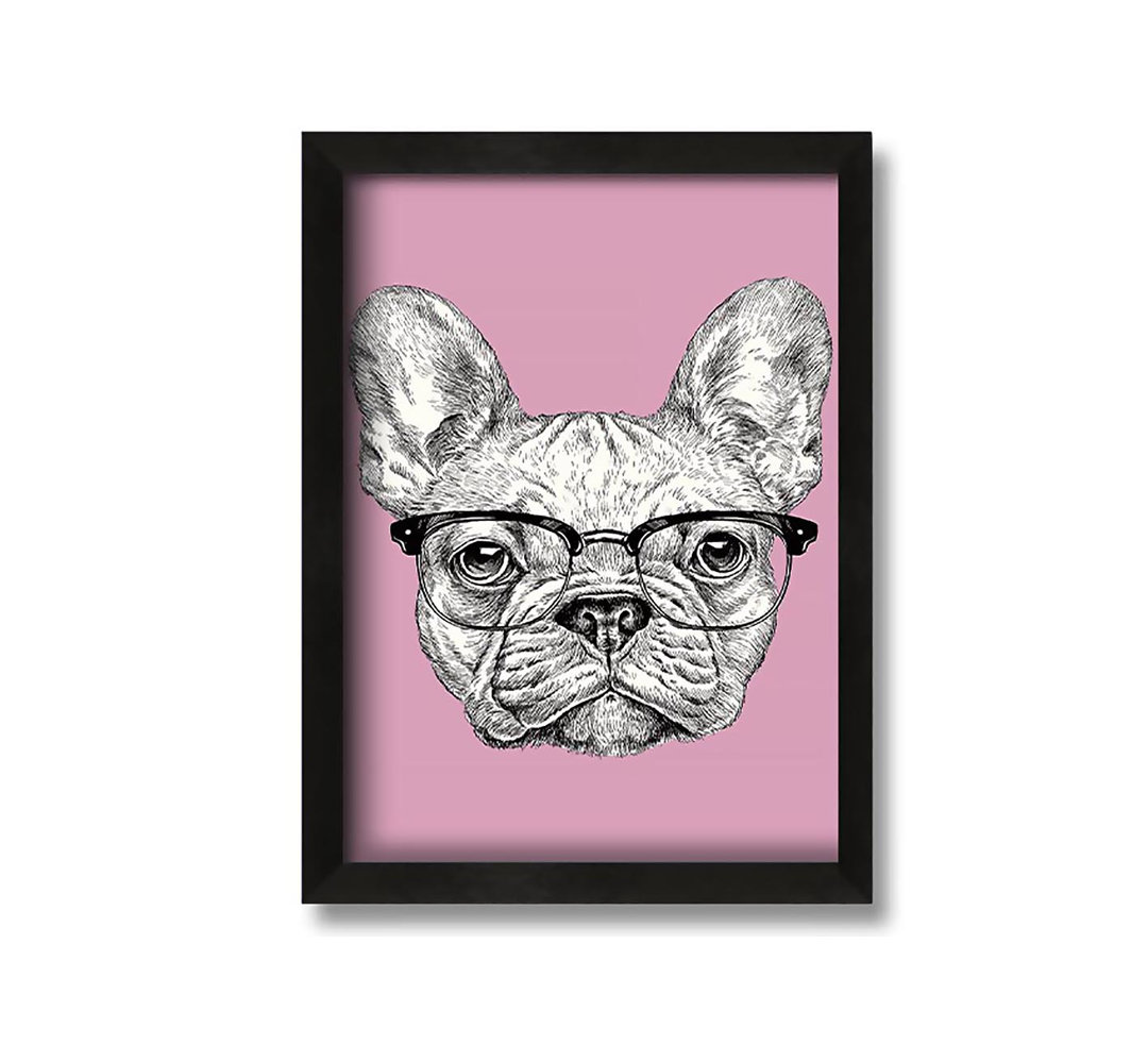 Gerahmtes Leinwandbild French Bulldog in Glasses