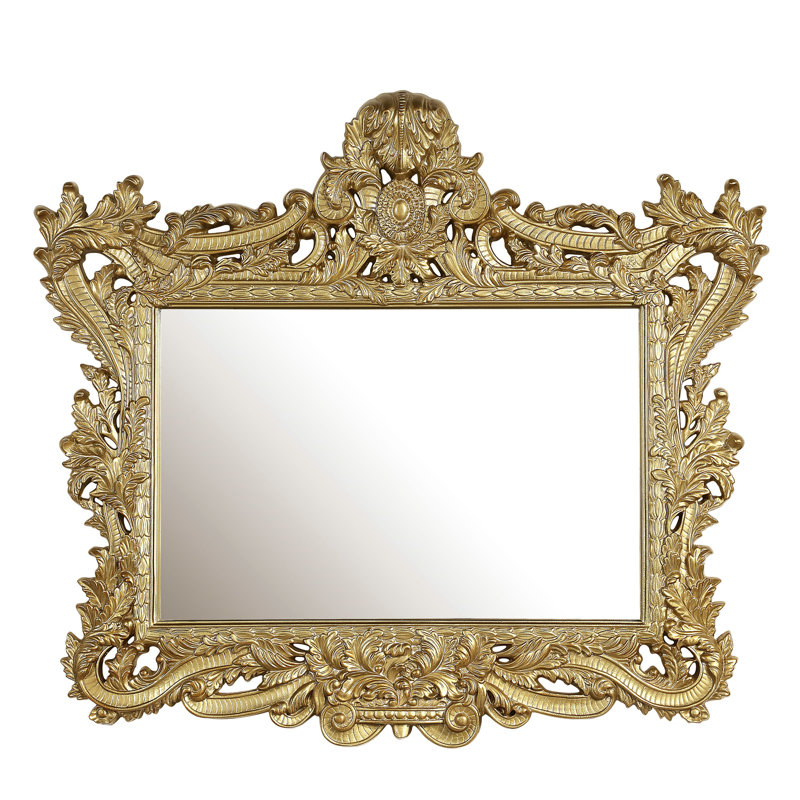Miroir mural Rexx, sculptures florales en résine dorée 44X61