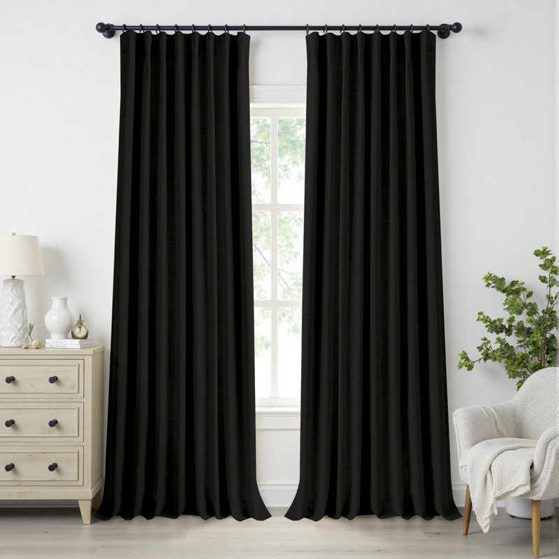Birglinde Faux Linen Textured Thermal 100% Blackout Curtains for Bedroom Living Room Rod Pocket/Ring Clips, 50" W x 102" L