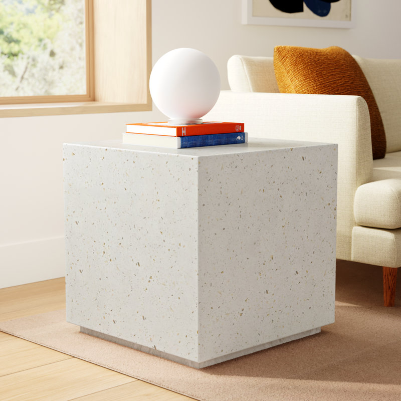 Kareen End Table, Ivory Terrazo