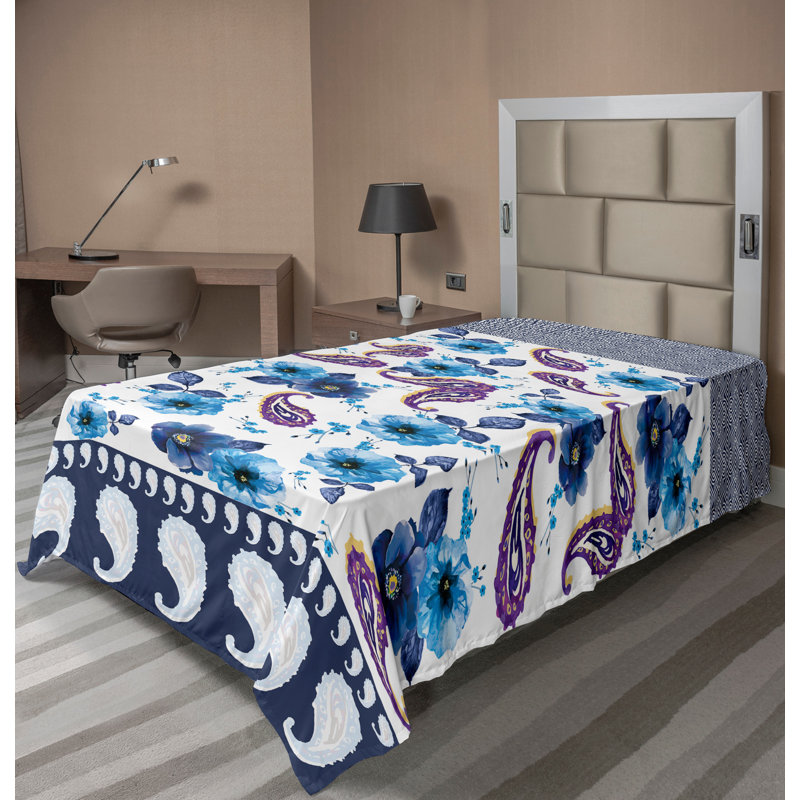 Ambesonne Marble Print Top Flat Sheet Marble Grunge Stone King Beige Brown, Drap plat pour lit simple TG