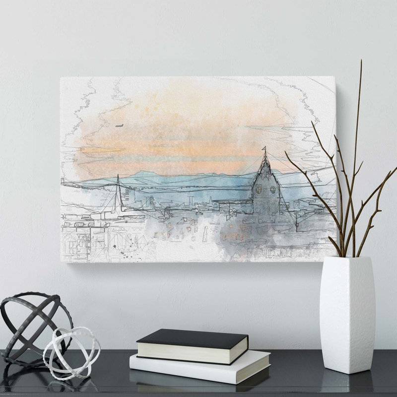 Edinburgh Skyline In Scotland In Abstract - Wrapped Canvas Print, 60cm H x 91cm W x 3cm D