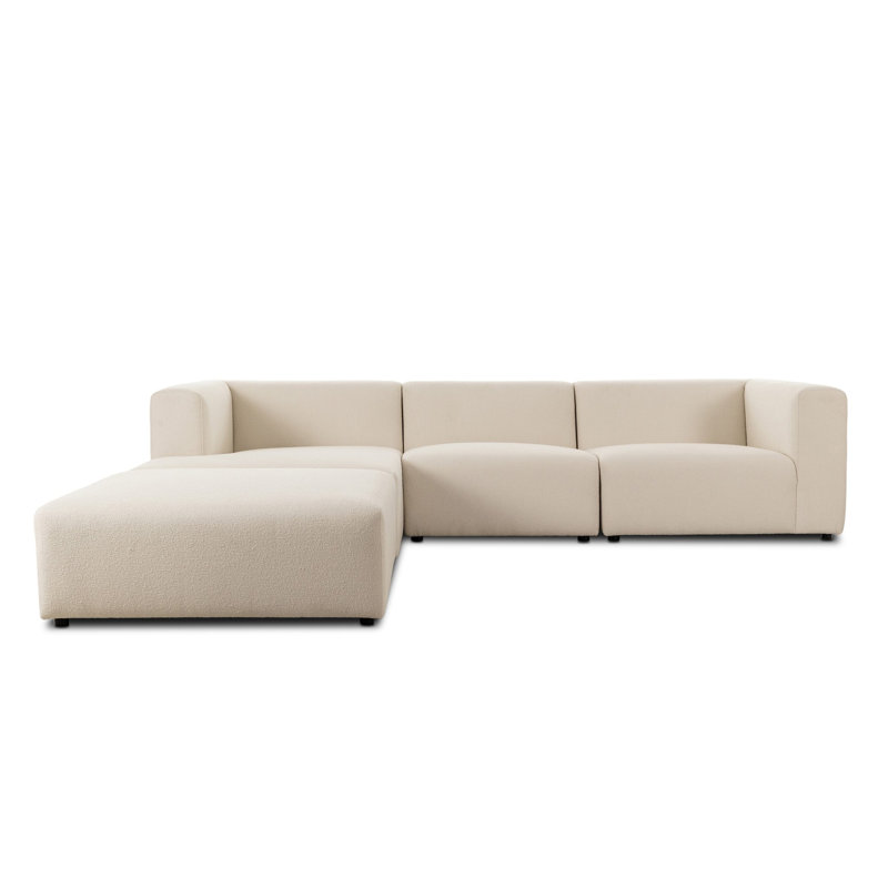 Lawndale 3PC LAF Sectional W/ Ottoman-Saxon Charcoal, Left Hand Facing, Fayette Cloud Polyester Blend