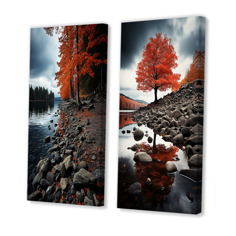 «Canada Autumn Tranquility», 2 pièces sur toile, H 40 po x l 40 po, Toile tendue