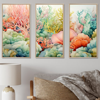 «Colorful Coral Reef Heaven» - ensemble d'art mural corail sous l'eau