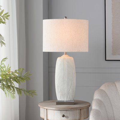 Lampe de table Poly - argent Mali - abat-jour blanc
