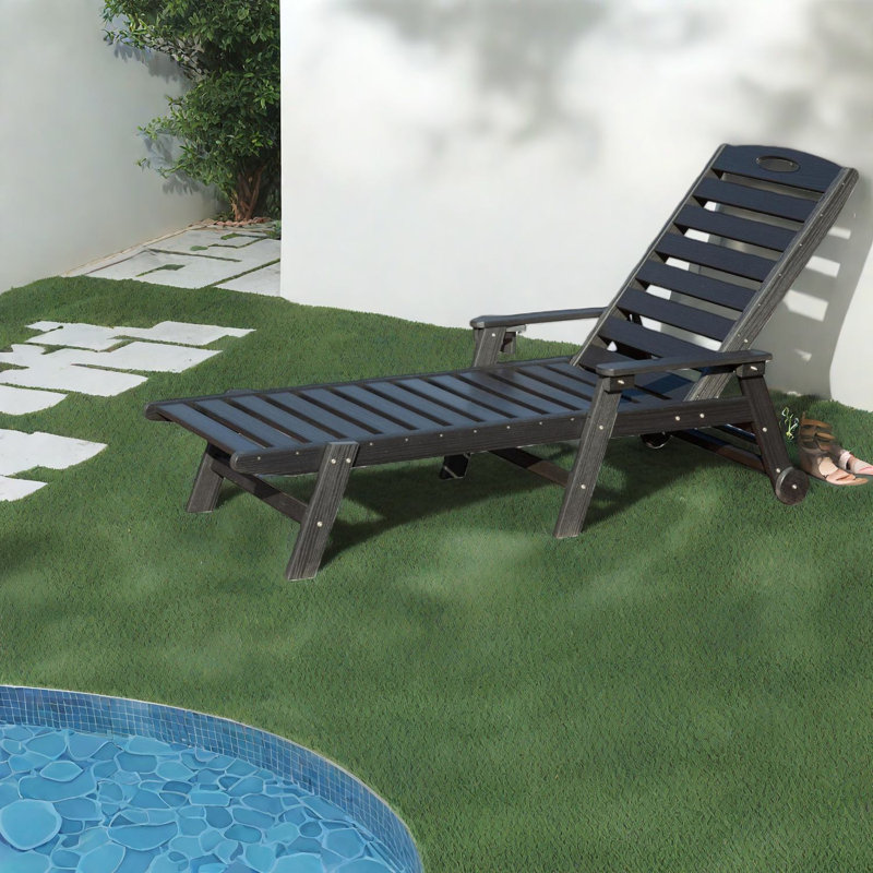 Chaises longues de patio durables, Hdpe réglable avec porte-gobelet, détente extérieure pour la piscine