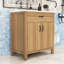 Meuble-lavabo en bois 30 po avec lavabo en céramique, tiroir rabattable et tablette réglable