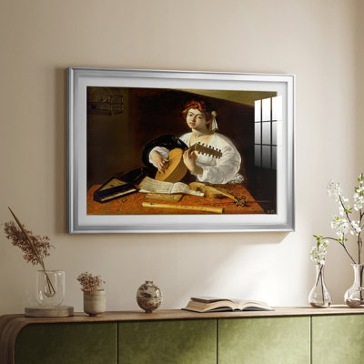 The Lute Player (Wildenstein/Badminton Version)-Caravaggio-Framed - Matted and Framed Under Acrylic Glass, Large Living Room Wall Art