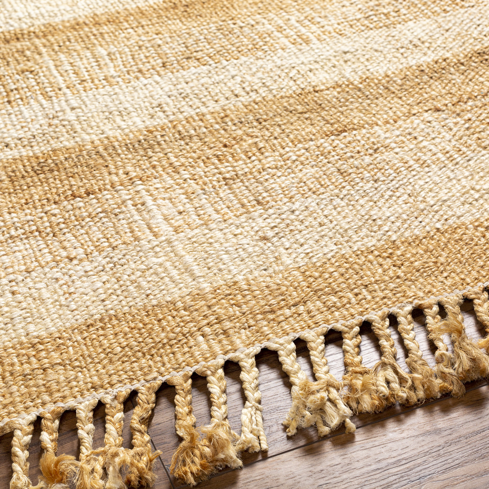 Hand-Woven Plaid Jute Rug, Rectangle 5' x 7'6"