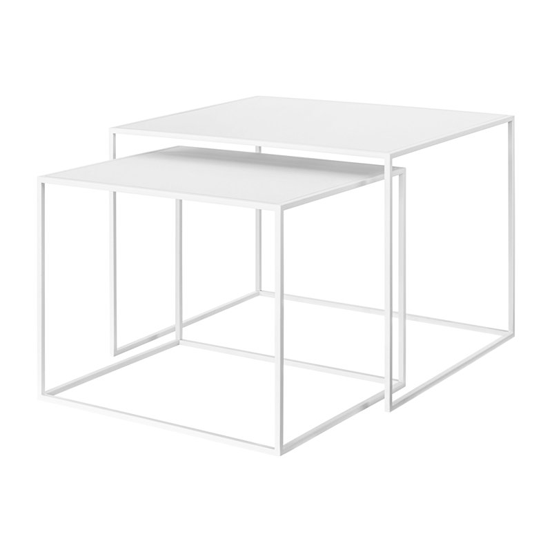 FERA Set of 2 Nesting Tables - Rectangular - White, White