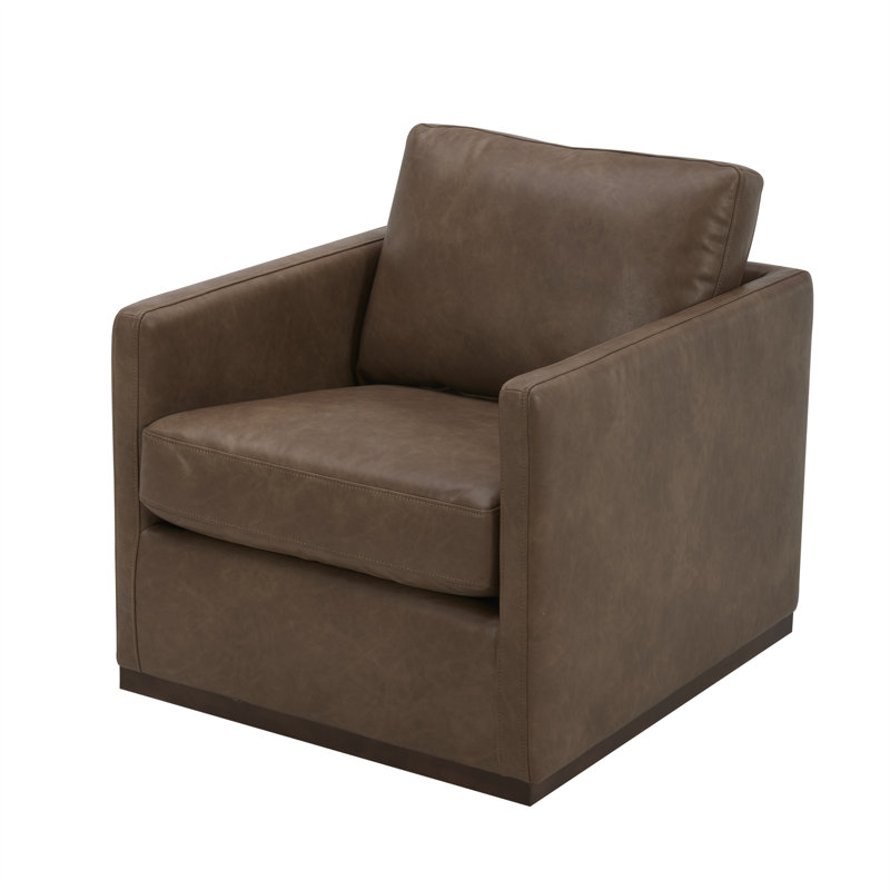 Fauteuil pivotant large Assiatou, Similicuir brun Assiatou