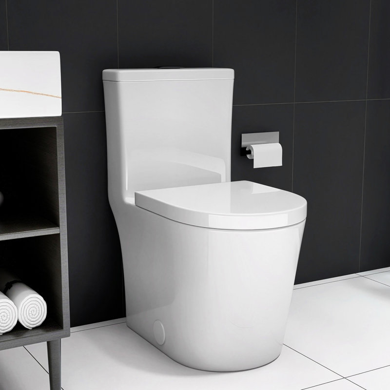 Toilette compacte 23 pouces - blanche, double chasse, petite salle de bain au choix idéal, chasse d'eau silencieuse et siège, facile à nettoyer, indispensable