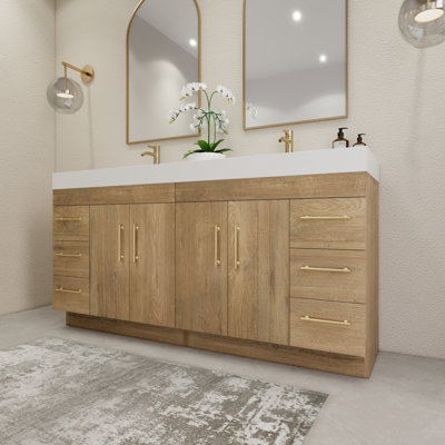 Ensemble de meuble-lavabo double 72 po avec tiroirs et portes