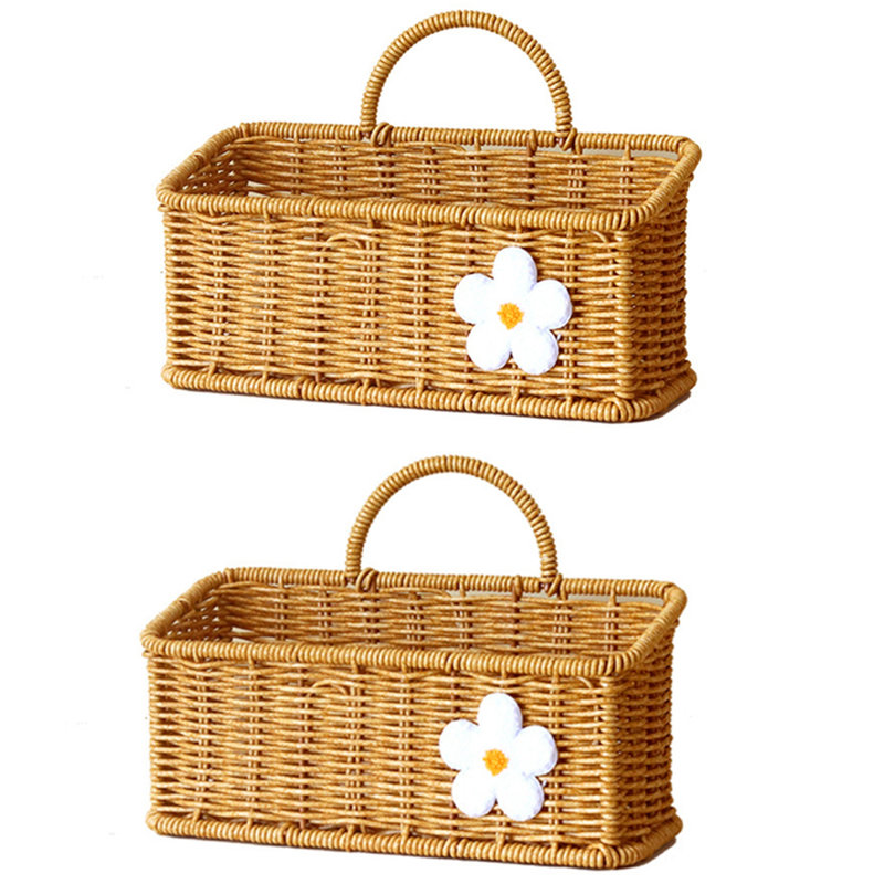 Panier de rangement pour légumes et fruits imitation rotin tissé suspendu (ensemble de 2)