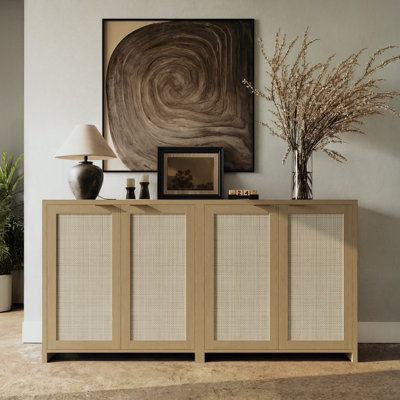 62" Rattan Sideboard - Woven Storage Cabinet for Dining Room & Entryway by Dakota Fields