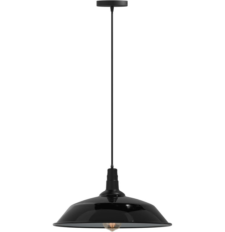 1 - Light Single Pendant, Shiny Black