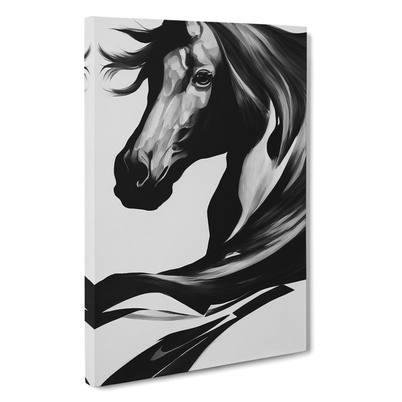 Monochrome Horse No.5 - Wrapped Canvas, 50cm H x 35cm W x 3cm D