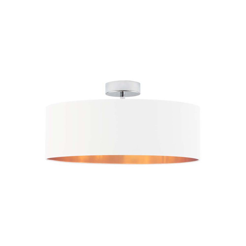 Sunburg Fabric Semi Flush Mount, White, Silver, 30cm H x 40cm W x 40cm D