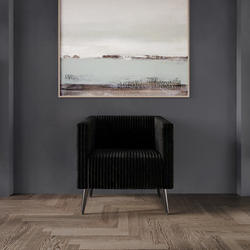 Fauteuil en velours de 30,31 po Schermick, Velours noir
