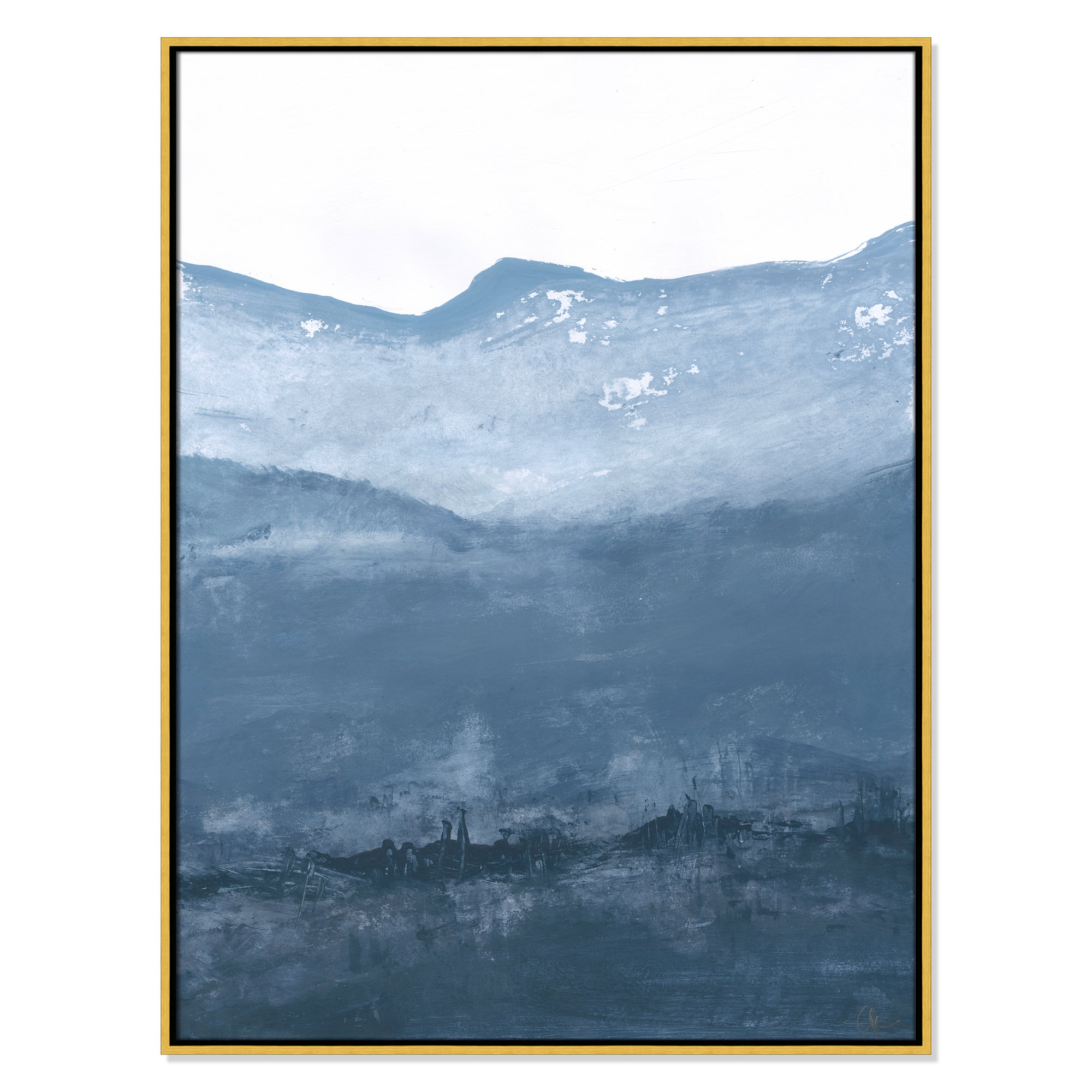 Into the Blue Horizon 1 by Filippo Ioco - Floater Frame Print on Canvas, Gold, 41.5" H x 31.5" W